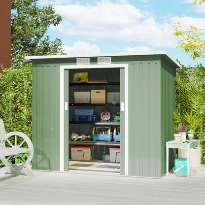 7' x 4' Galvanized Steel Storage Shed with Foundation Kit