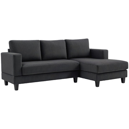 L Shaped Couch, L Shape Sofa with Chaise Lounge and Spring Cushion for Living Room, Bedroom - Grey