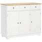 Modern Sideboard, Buffet Cabinet with Storage Cabinets, Drawers and Adjustable Shelves for Living Room, White