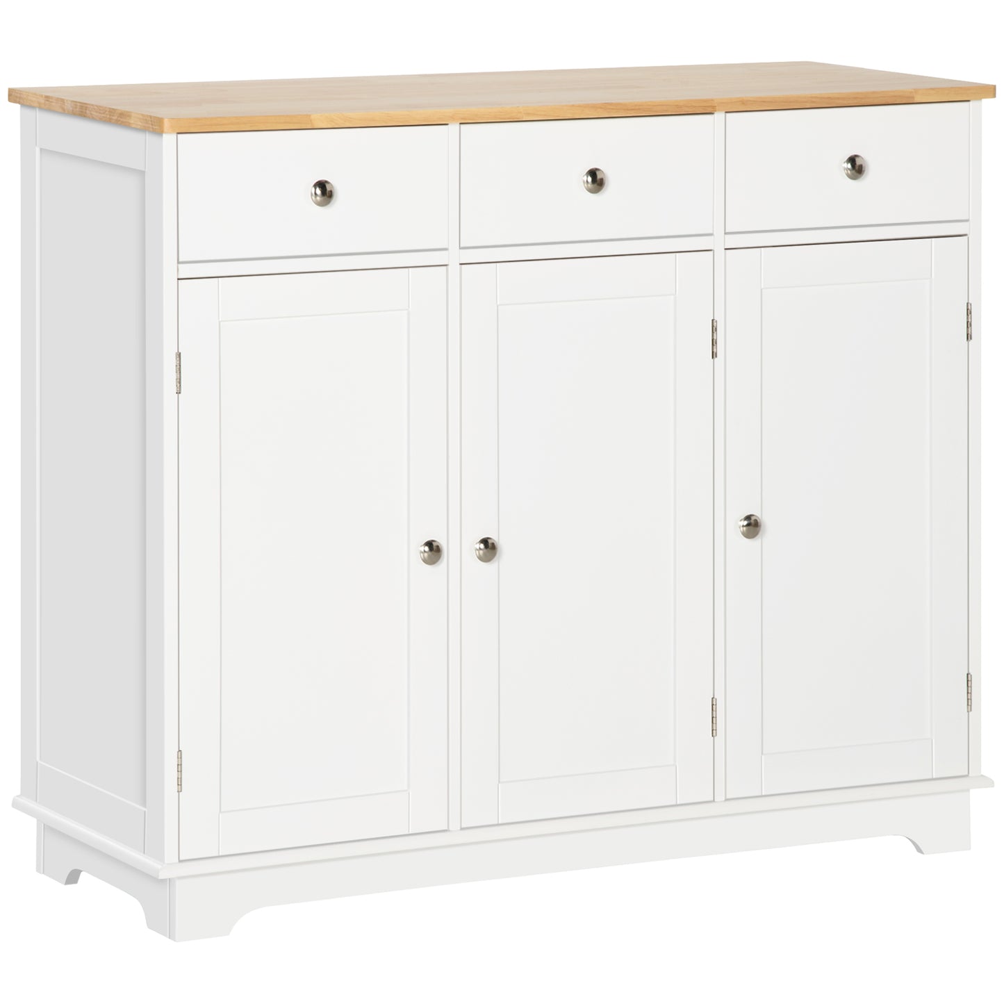 Modern Sideboard, Buffet Cabinet with Storage Cabinets, Drawers and Adjustable Shelves for Living Room, White