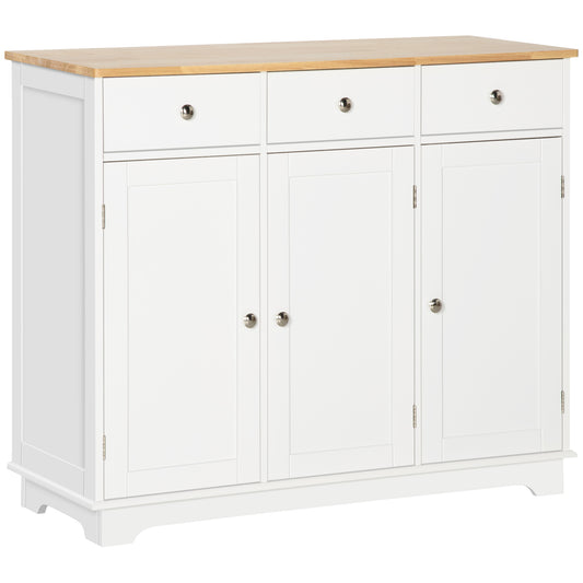 Modern Sideboard Buffet with Drawers and Shelves - White