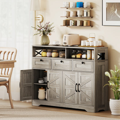 Sideboard Buffet Cabinet with 4 Doors and 3 Drawers