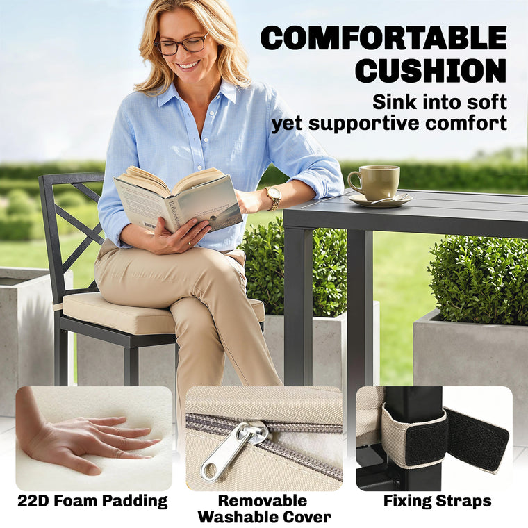 3-Piece Patio Bar Set with Steel Tabletop and Footrest