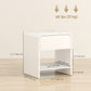 Nightstand Set of 2, Modern Bedside Table with Rounded Corners, Nightstand with Drawer and Open Shelf, Distressed White