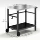 Outdoor Grill Dining Cart with Stainless Steel Tabletop, 2-Shelf BBQ Movable Pizza Oven Stand with Wheels, Charcoal Grey