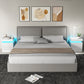 Nightstand Set of 2, End Side Tables with LED Lights, Bedside Tables with 2 Drawers, for Bedroom, White