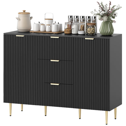 Sideboard Buffet Cabinet with 3 Drawers - Black