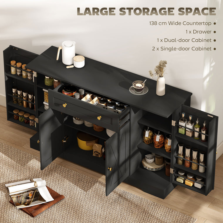 Farmhouse Sideboard with Barn Doors and Drawer