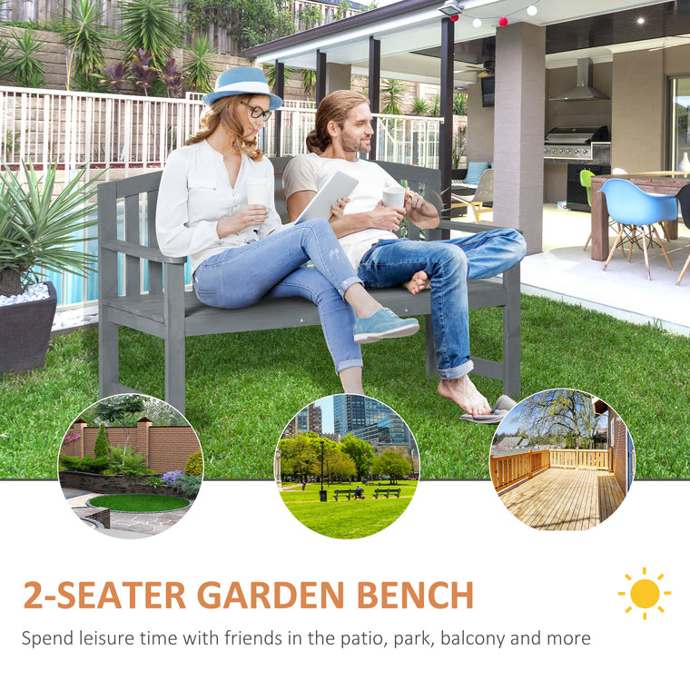 Wooden Outdoor Bench with Slatted Backrest