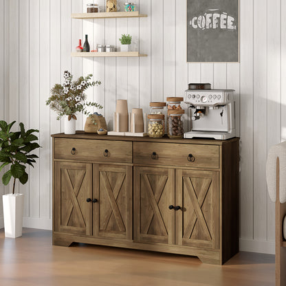 Kitchen Sideboard with Barn Doors and 2 Drawers
