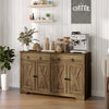 Sideboard Cabinet with 2 Drawers, 4 Barn Doors and 2 Adjustable Shelves, Buffet Table for Living Room, Light Brown