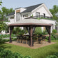 13' x 13' Pop Up Canopy, 2-Tier Roof Easy up Tent Shelter with Nettings Carry Bag Weight Bags for Garden, Patio, Beige
