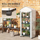 Portable Greenhouse, Outdoor Hot House Plant Flower Greenhouse with 4 Tier Shelves, PE Cover, White