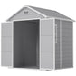 6x5 Plastic Garden Storage Shed with Floor Window Lockable Doors and Vents Outdoor Wood Effect Grey