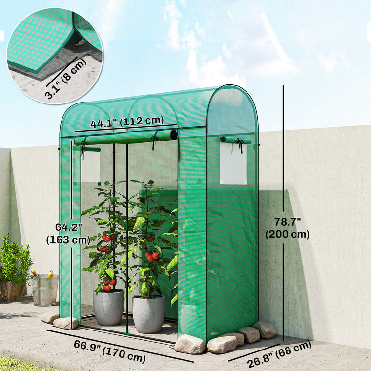 6' x 2' x 6.6' Mini Greenhouse with Roll-Up Door and Mesh Window