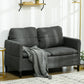 53" 2 Seat Sofa, Upholstered Two Seater Couch with Sturdy Steel Legs for Bedroom, Living Room, Dark Grey