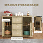 Boho Sideboard Buffet Cabinet, Kitchen Coffee Bar Cabinet with 3 Drawers, 2 Adjustable Shelves and 4 Racks, Natural