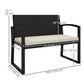 2 Seater Outdoor Bench, Rattan Garden Bench Loveseat with Cushion, Armrests, Steel Frame for Patio, Porch, Beige