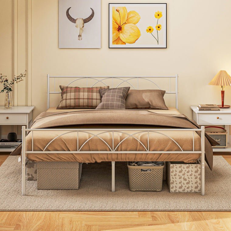 Metal Queen Platform Bed with Headboard and Storage