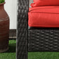 Patio Wicker Adirondack Chair, Outdoor Rattan Muskoka Chair with Cushions for Patio, Garden, Backyard Dark Blue