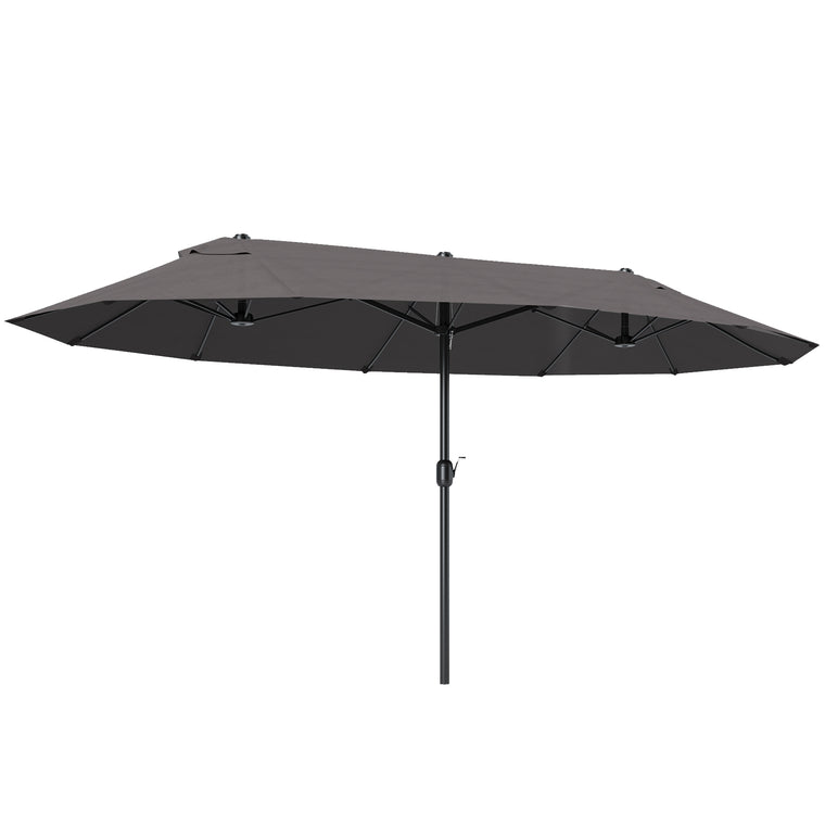 15' Double-Sided Patio Umbrella Parasol Sun Shelter Canopy Shade Grey