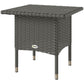 Wicker Outdoor Side Table, 20" Square Patio End Table w/ Full Woven Top, Grey