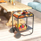 Outdoor Grill Cart with Storage, 2-Tier Bar Cart on Wheels with Side Handle, Steel Frame for Indoor Outdoor, Black