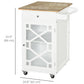 Kitchen Cart on Wheels, Rolling Kitchen Island with Drawer, Glass Door, Towel Rack and Adjustable Shelf, White