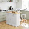 Rolling Kitchen Island with Drop Leaf Wood Breakfast Bar, Farmhouse Kitchen Cart with 2 Drawers, Adjustable Shelves for Dining Room, White