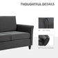 2-Seat Sofa Two-Seater Couch with Armrests and Wood Legs for Living Room, Bedroom, Dark Grey