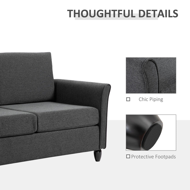 2-Seat Sofa with Wood Legs - Dark Grey