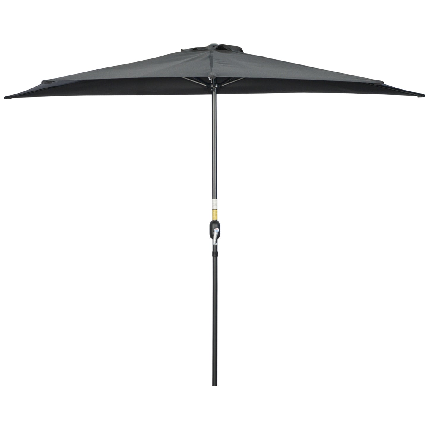 9.8ft Half Umbrella Semi Round Patio Parasol with Crank Handle, Top Vent for Garden, Balcony- NO BASE INCLUDED, Black