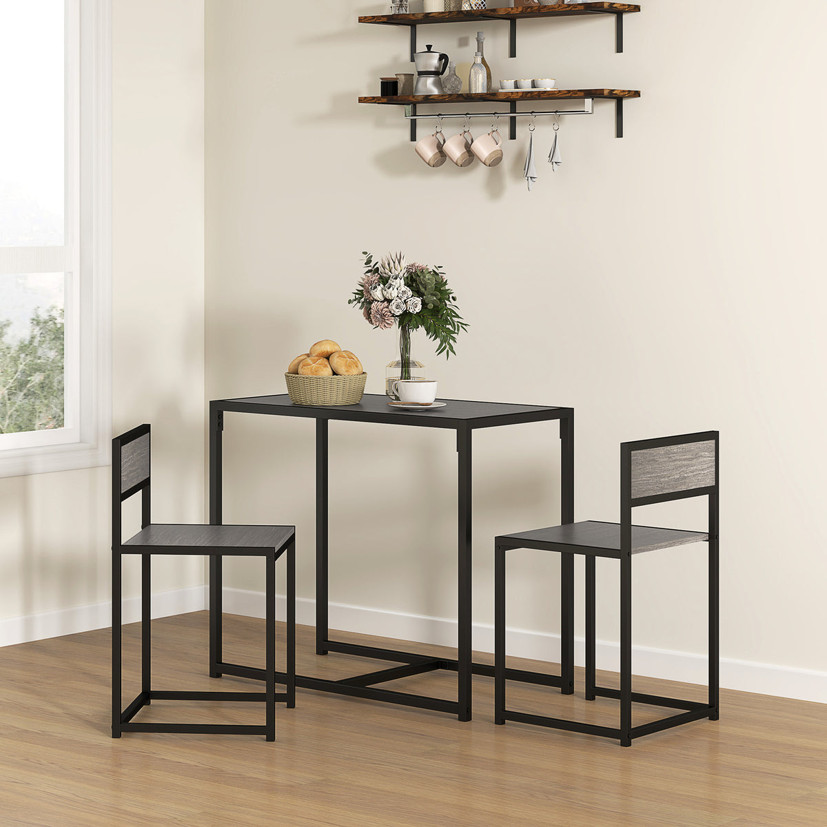 Dining Table Set, Industrial Dining Set for 2, Kitchen Table and Chairs for Small Space, Dining Room Table with Chairs