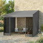 10' x 10' Wall Pergola, Outdoor Gazebo with 2 Curtains and 2 Nettings, UV Resistant, for Patio, Deck, Dark Grey