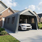 20 x 13 ft Carport, Portable Garage with Roll-Up Door and Windows, PE Canopy, Steel Frame, Dark Grey