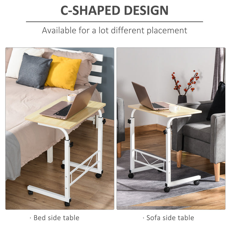 Mobile Standing Desk with Adjustable Height - Natural Wood
