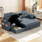 Convertible Sectional Sofa Bed, Pull Out Sleeper Sofa Couch with USB-A+C, Chaise Storage, L-Shaped Futon Couch, Dark Grey