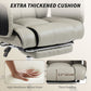 Reclining Office Chair, Overstuffed Executive Desk Chair with High Back, PU Leather, Footrest, Swivel Wheels, Grey