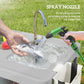 Folding Fish Cleaning Table with Sinks, Camping Sink with Faucet Drainage Hose Sprayer Shelf, Grey