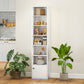 7-Tier Bookcase, Display Shelf Unit with Adjustable Shelf and Cabinet, White