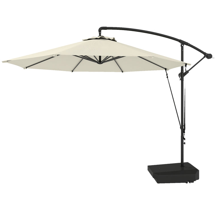 10FT Cream White Offset Cantilever Umbrella with Fillable Base