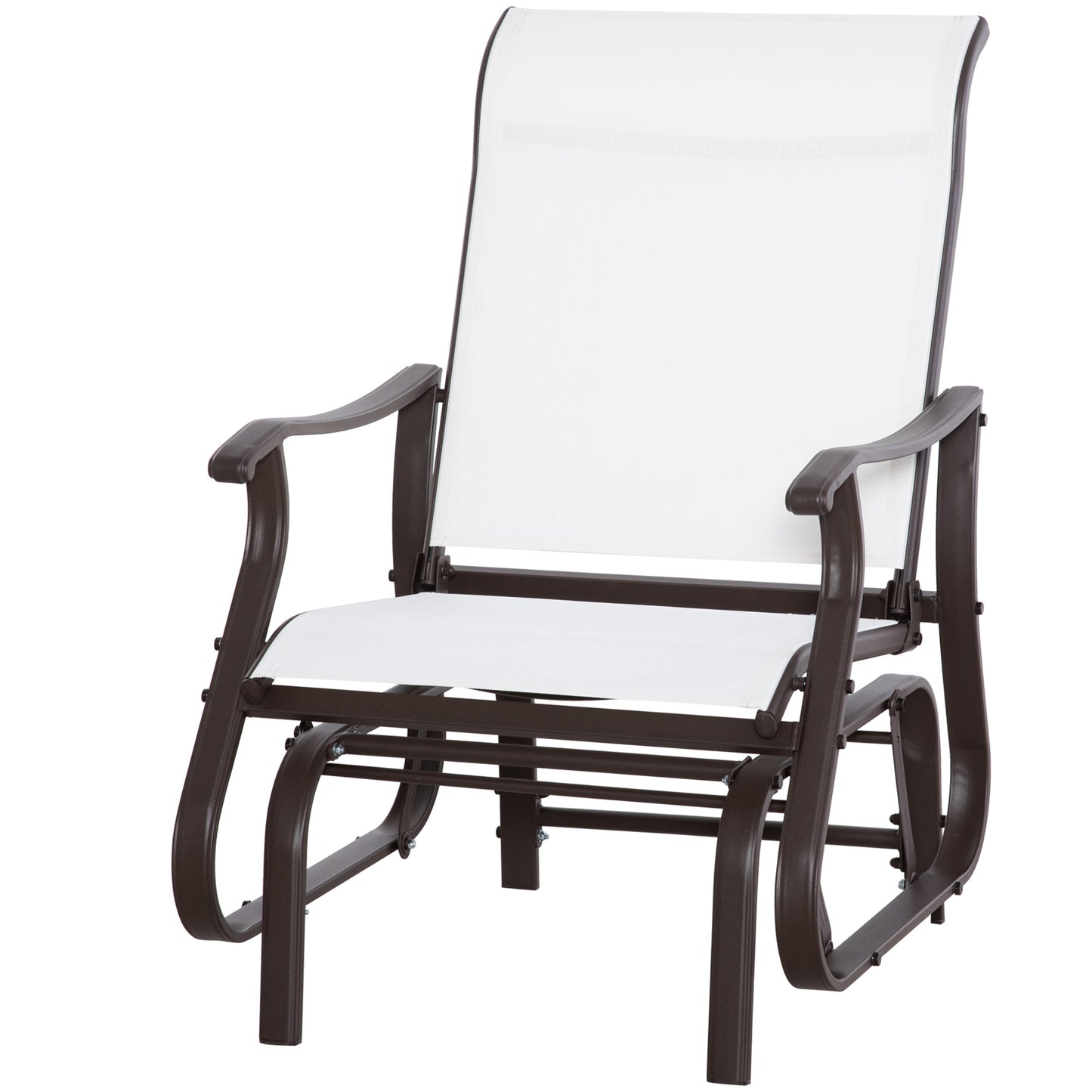 Outdoor Glider Chair, Patio Glider with Steel Frame and Mesh Fabric, Outdoor Chair for Backyard, Garden, Porch, Beige