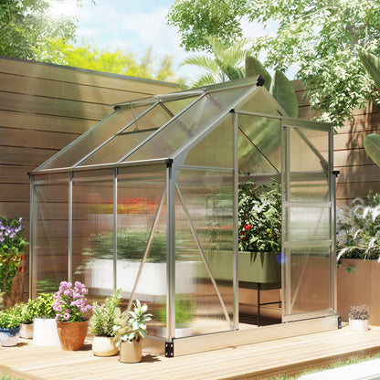 6' x 6' x 6.6' Silver Polycarbonate Greenhouse with Rain Gutter