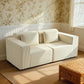 Boneless Couch, Corduroy 3 Seater Sofa with Deep Seat, Wide Armrests, 2 Pillows, Quick Assembly for Living Room, Beige