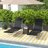 Folding Outdoor Lounge Chair Set of 2, Reclining Tanning Chair with 5-Position Adjustable Backrest, Black