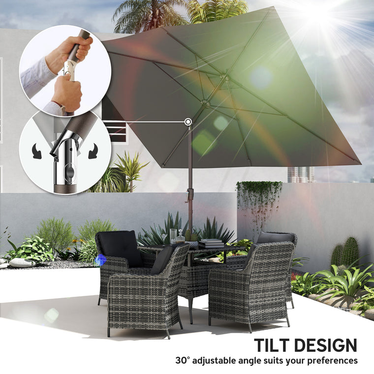 6.5' x 10' Dark Grey Rectangular Market Umbrella