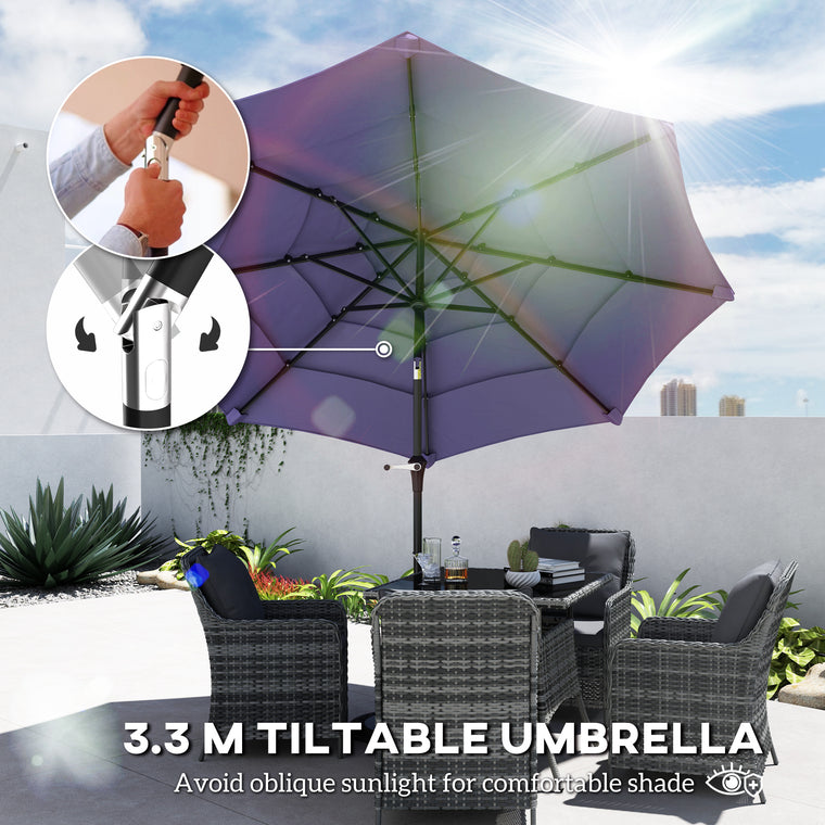 10.7FT Purple Patio Umbrella with 8 Ribs & Push Button Tilt