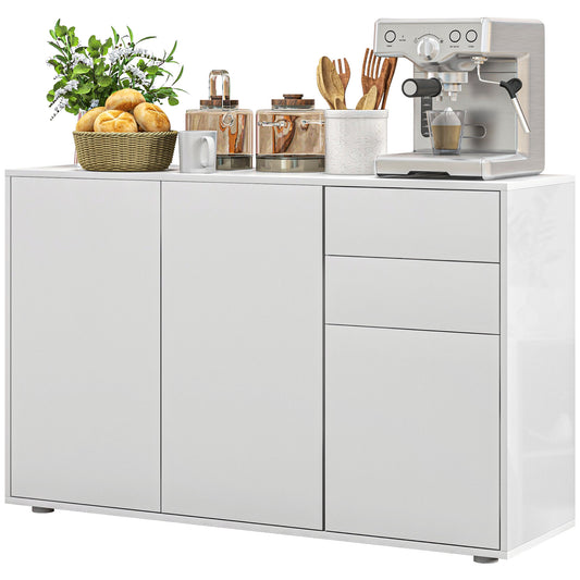 Coffee Bar Sideboard Cabinet with 2 Drawers - White