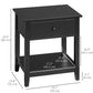 Modern Style Nightstand, Small End Table with Drawer and Storage Shelf for Bedroom, Living Room, Black