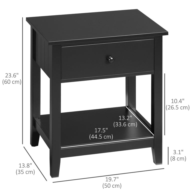 Nightstand with Drawer and Storage Shelf